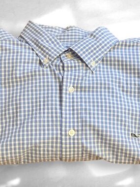 Vineyard Vines Blue Gingham Button-Down Whale Shirt